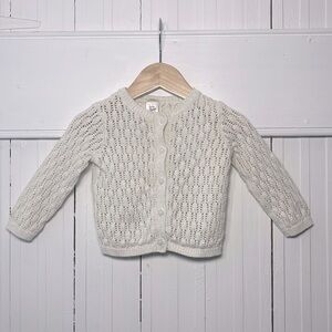 EUC Cream Knit Metallic Woven Sparkly Button Down Cardigan